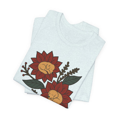 Golden Retriever Holiday Flowers Sleeping TShirt