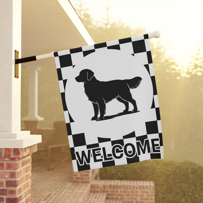 Golden Retriever Welcome Checkered Garden Flag