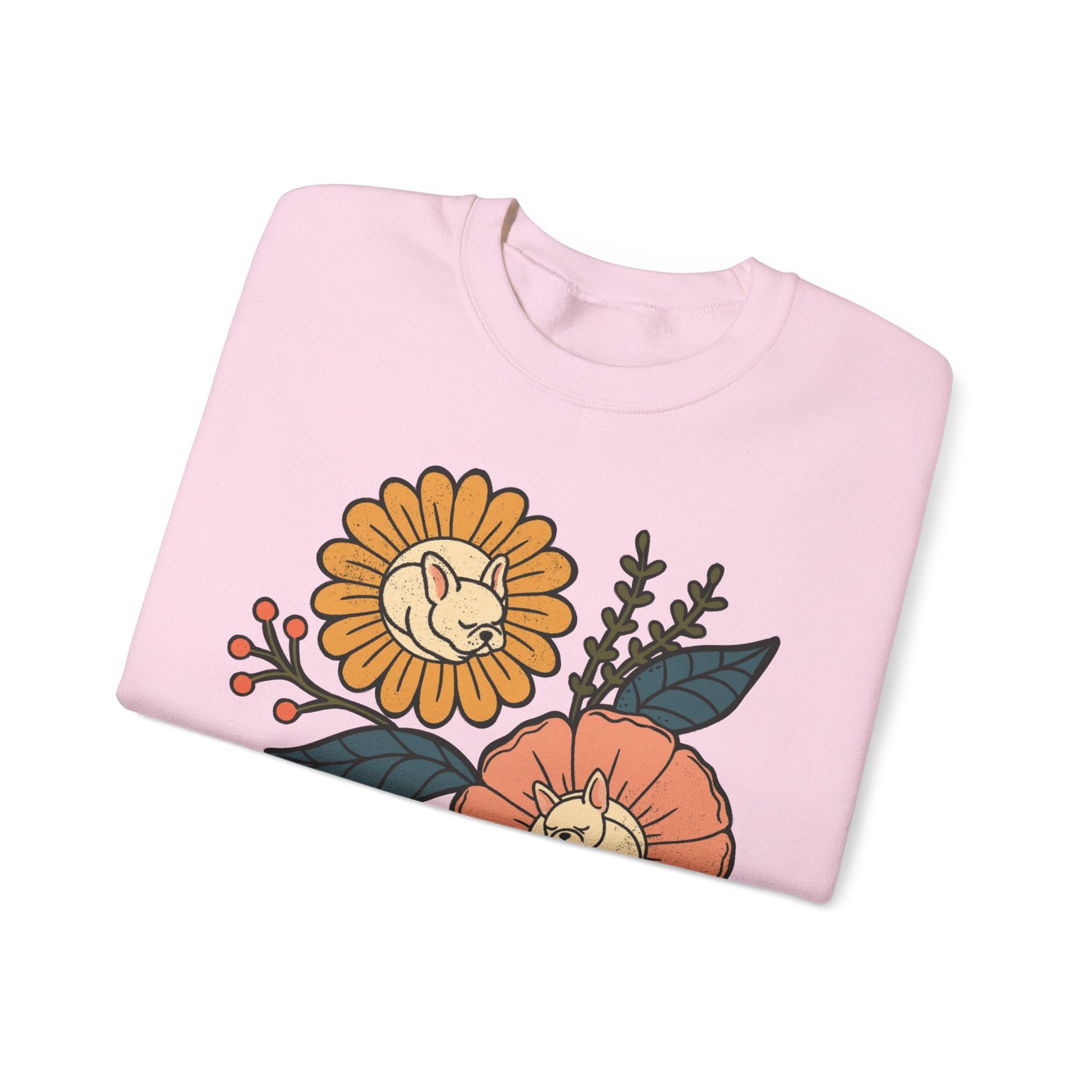 Piebald Frenchie Sleeping Flowers Sweatshirt