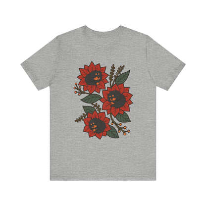 Black Tan Cavalier Holiday Flowers Sleeping TShirt