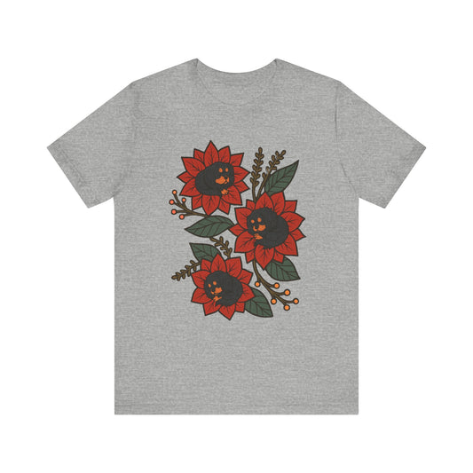 Black Tan Cavalier Holiday Flowers Sleeping TShirt