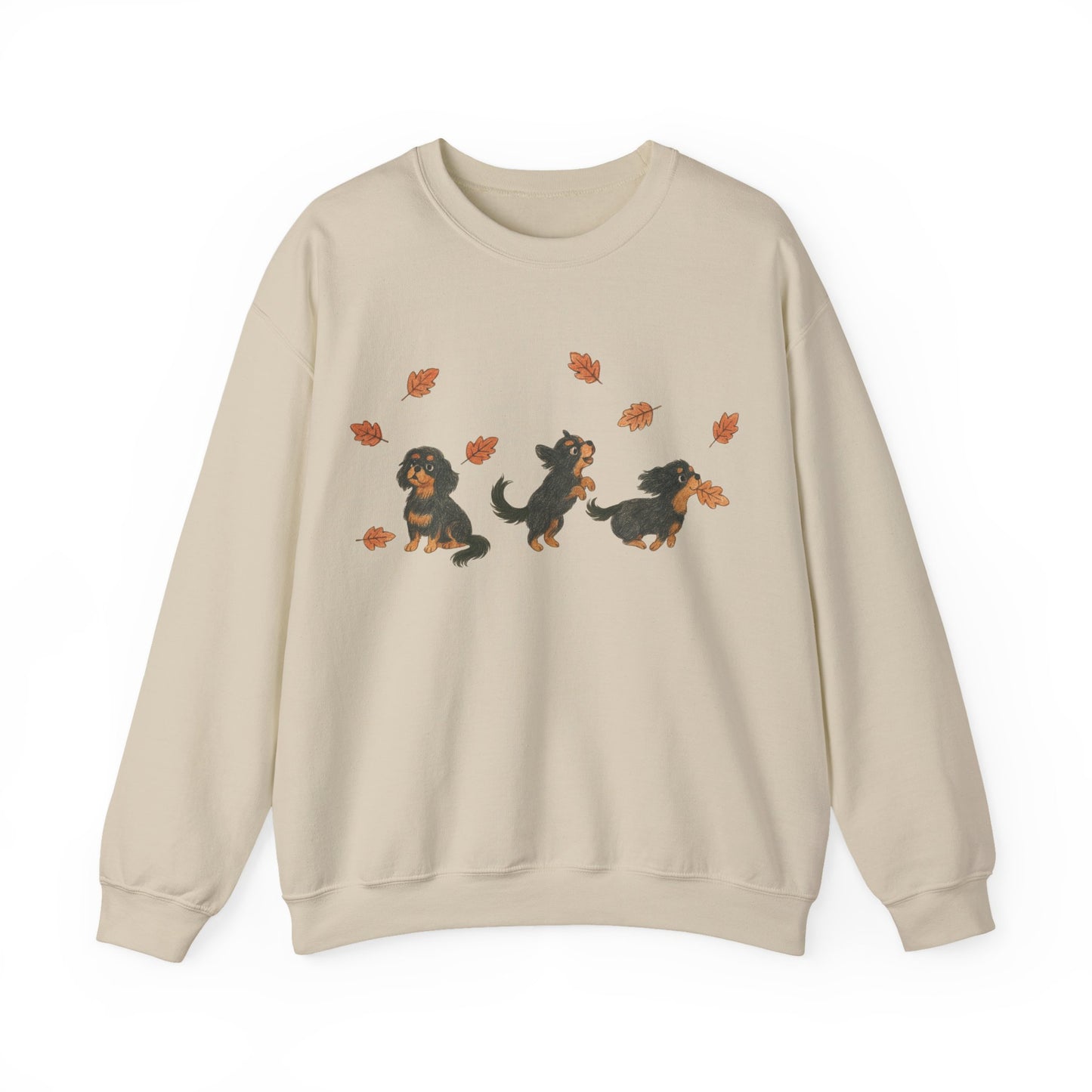 Black Tan Cavalier Chasing Leaves Sweatshirt