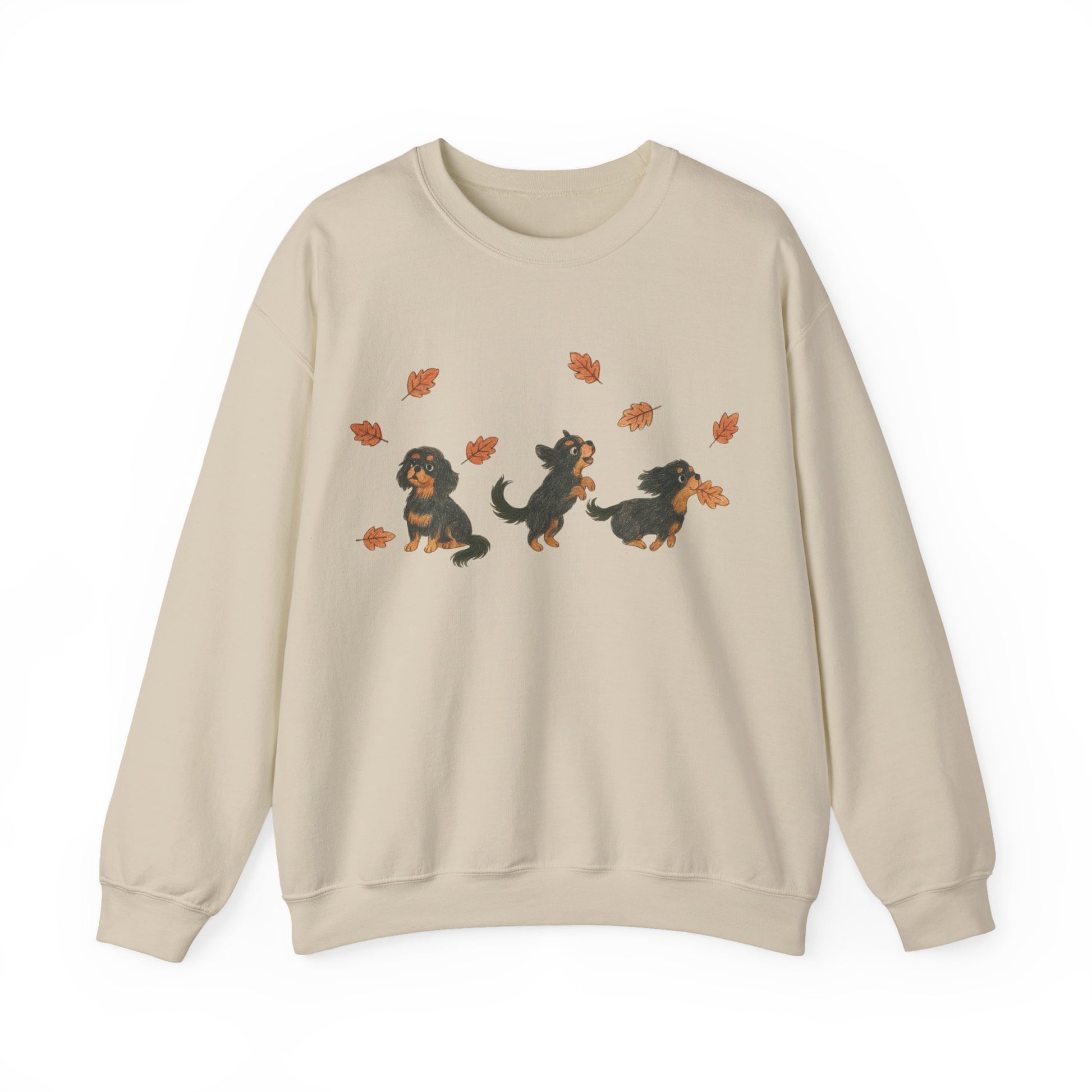 Black Tan Cavalier Chasing Leaves Sweatshirt