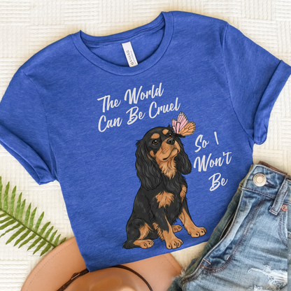 Cruel World Black Tan Cavalier Tshirt Heather True Royal
