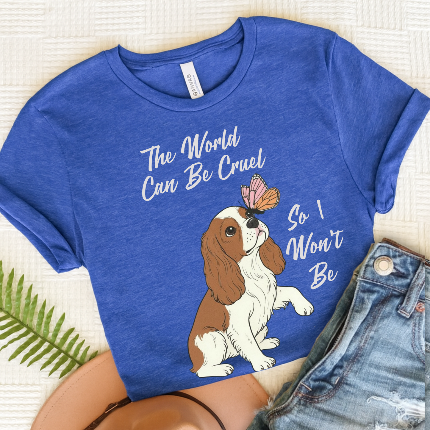 Cruel World Blenheim Cavalier Tshirt Heather True Royal