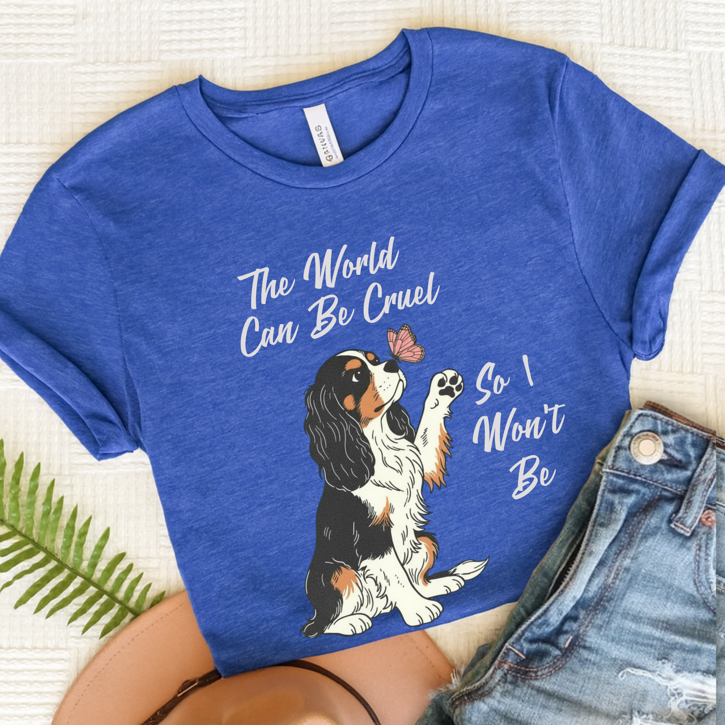 Cruel World Tricolor Cavalier Tshirt Heather True Royal