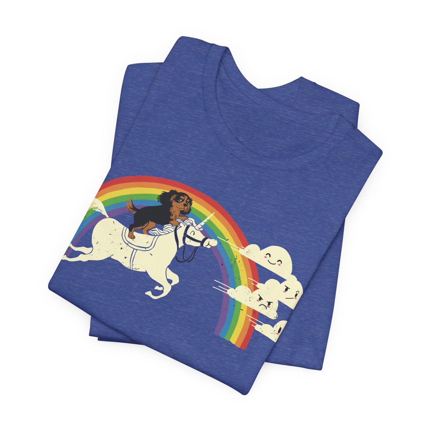 Rainbow Unicorn Black Tan Cavalier Tshirt