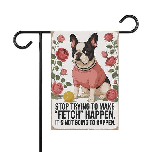 Piebald French Bulldog Fetch Garden Flag