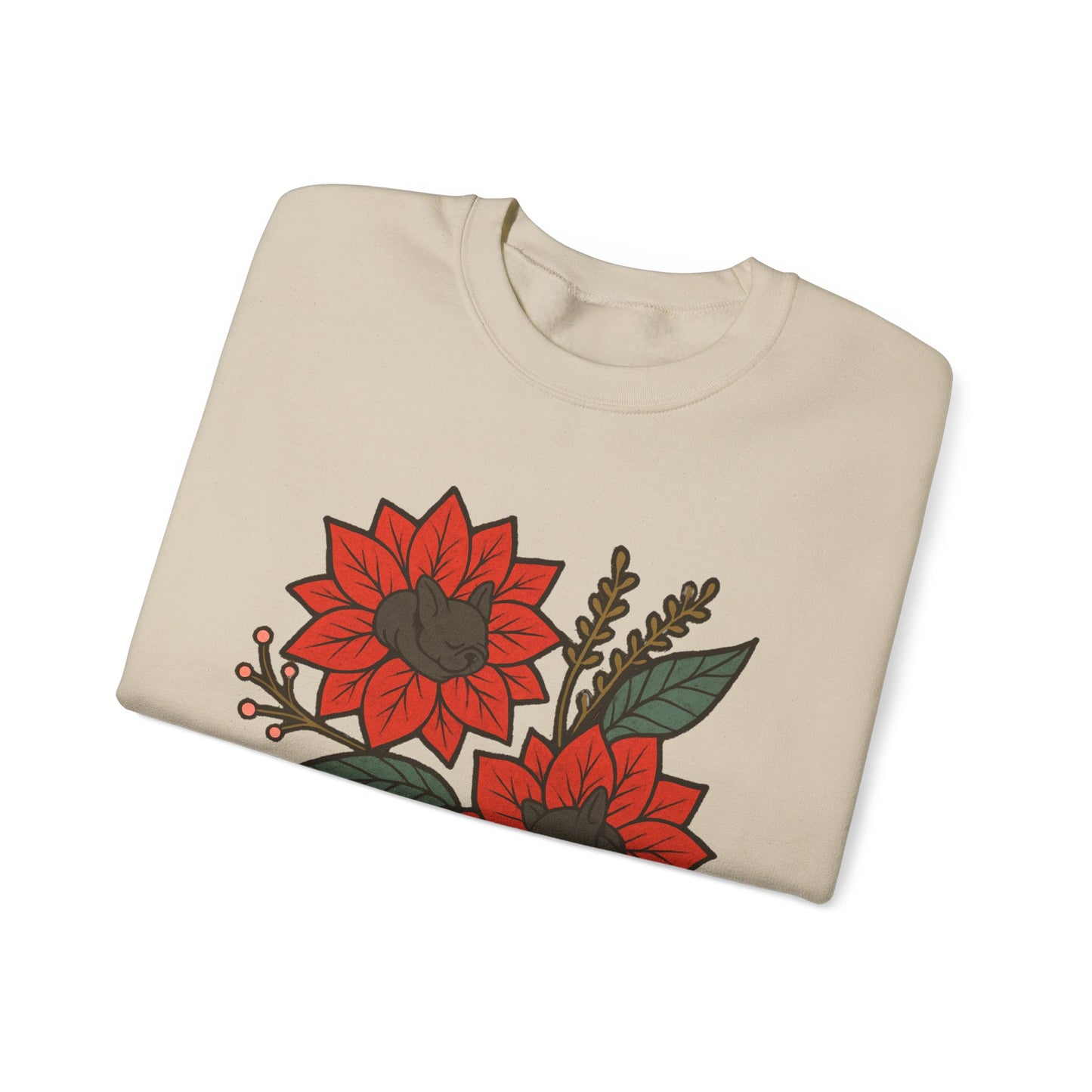 Black Frenchie Christmas Flower Sweatshirt