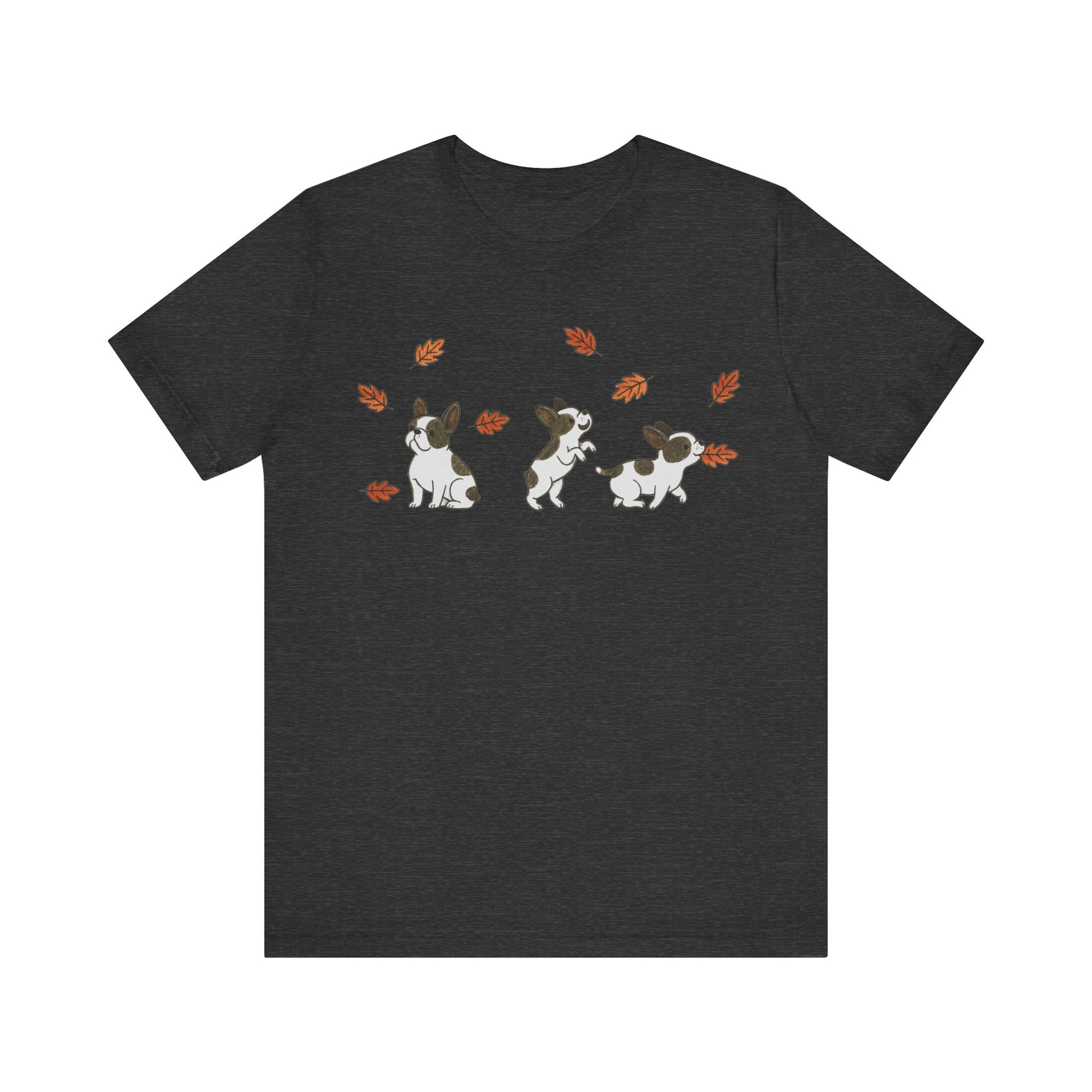 Piebald Frenchie Chasing Leaves TShirt