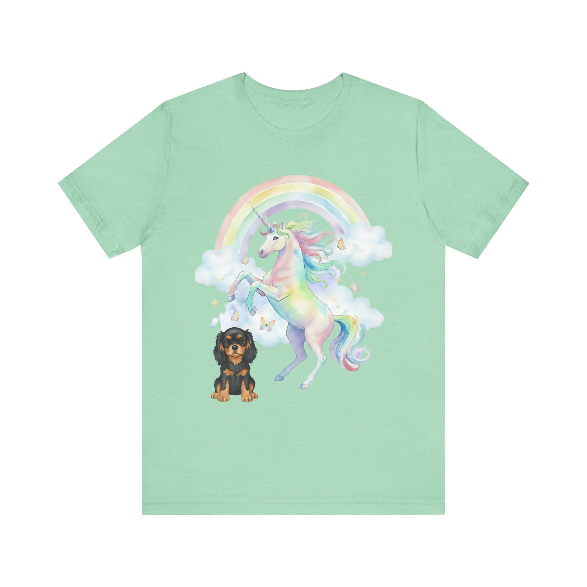 Black Tan Cavalier Watercolor Unicorn Tshirt