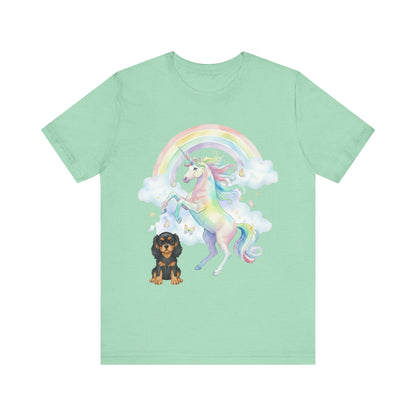 Black Tan Cavalier Watercolor Unicorn Tshirt