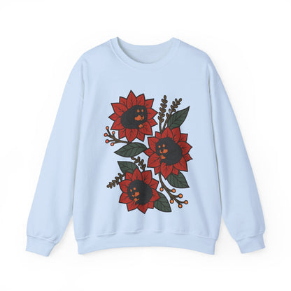 Black Tan Cavalier Christmas Flower Sweatshirt
