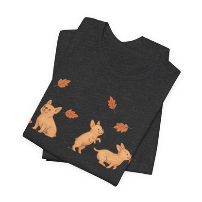 Fawn Frenchie Chasing Leaves TShirt