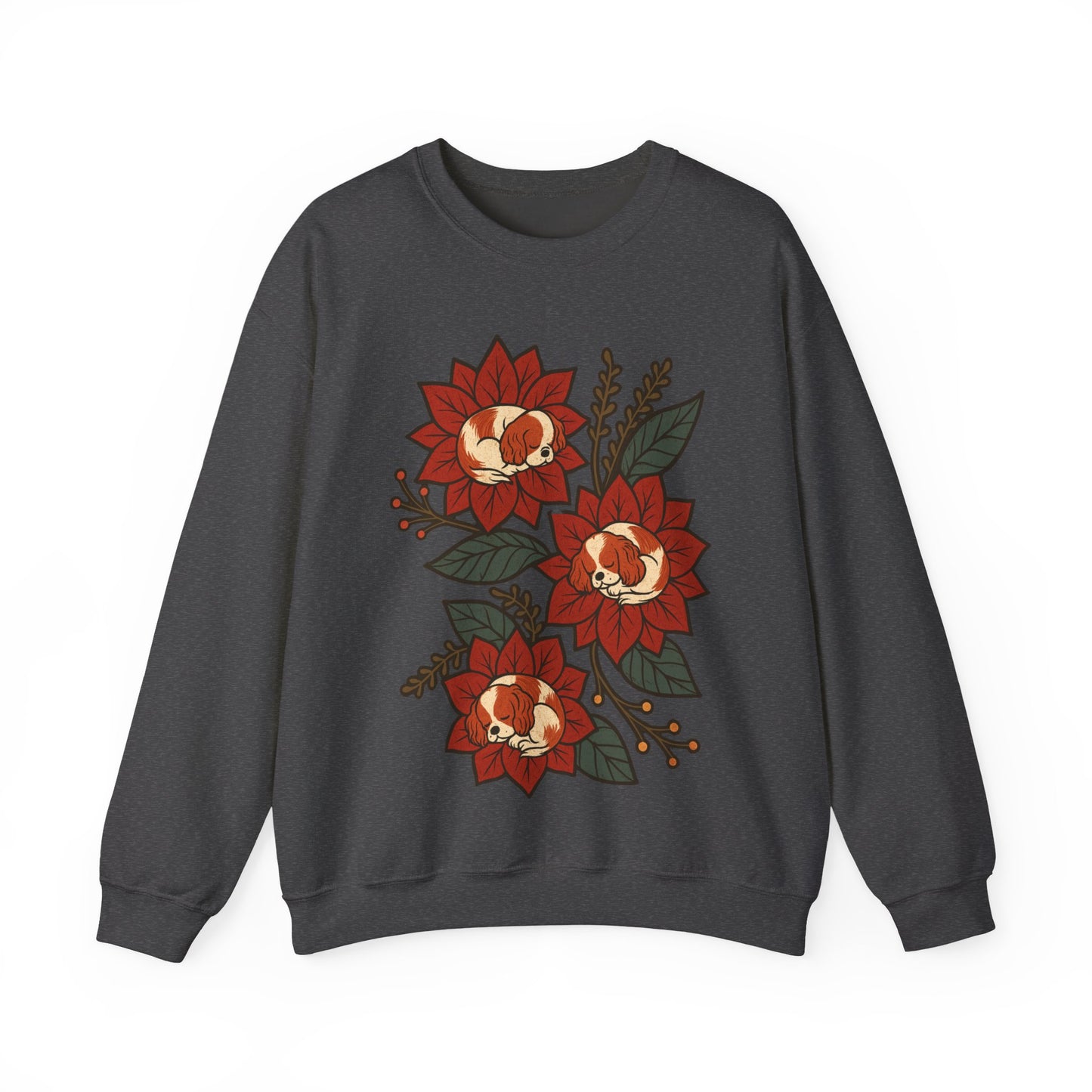 Blenheim Cavalier Christmas Flower Sweatshirt
