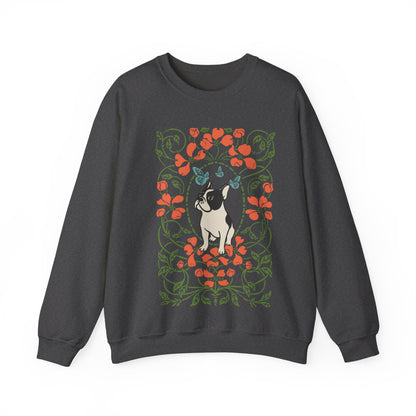 Piebald French Bulldog Butterfly Frame Sweatshirt