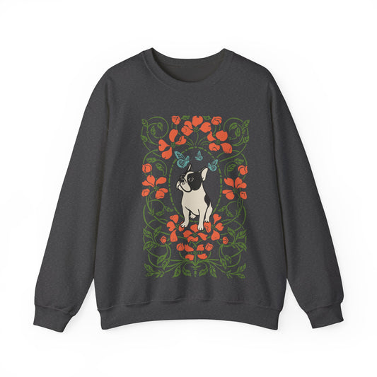 Piebald French Bulldog Butterfly Frame Sweatshirt