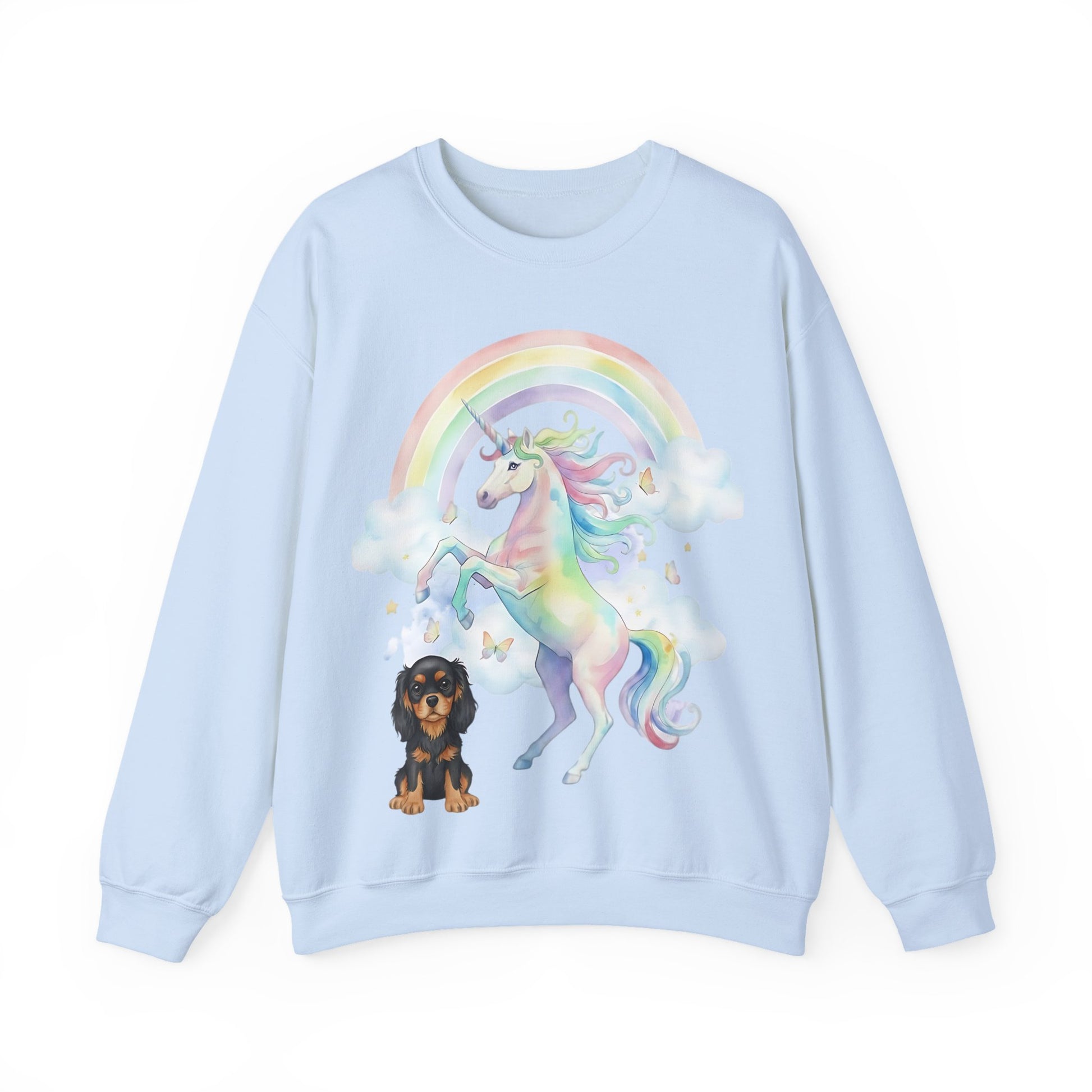 Black Tan Cavalier Watercolor Unicorn Sweatshirt