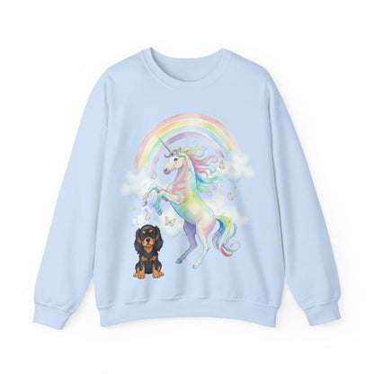 Black Tan Cavalier Watercolor Unicorn Sweatshirt