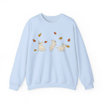 White Frenchie Chasing Leaves Sweatshirt