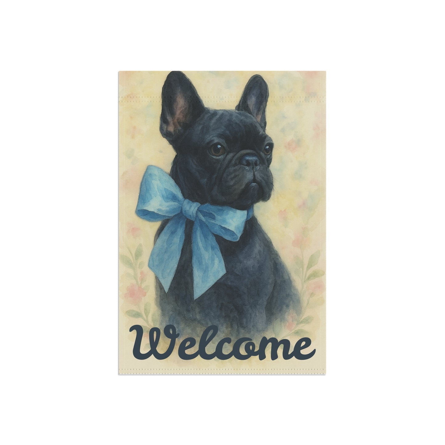 Black French Bulldog Blue Coquette Garden Flag