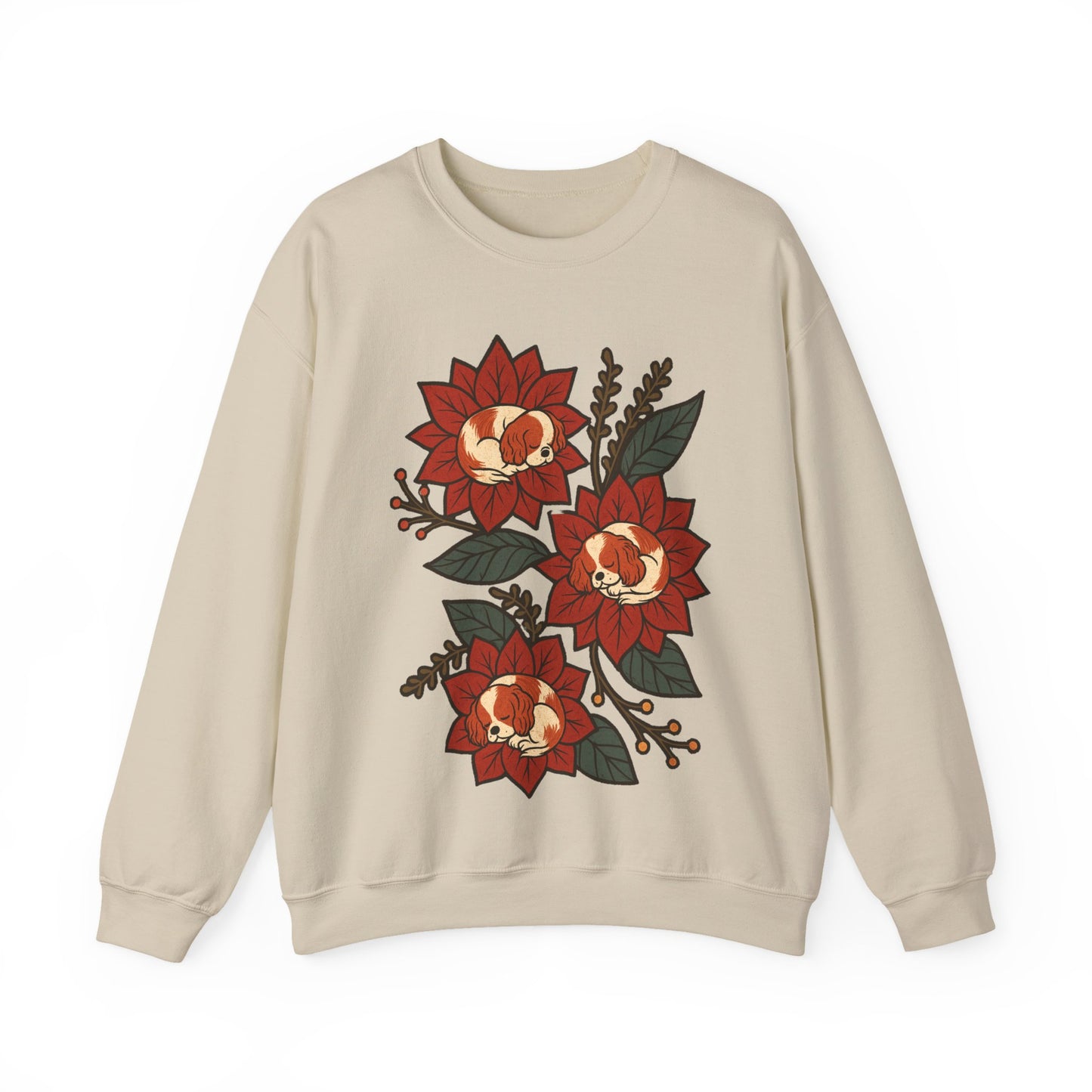 Blenheim Cavalier Christmas Flower Sweatshirt