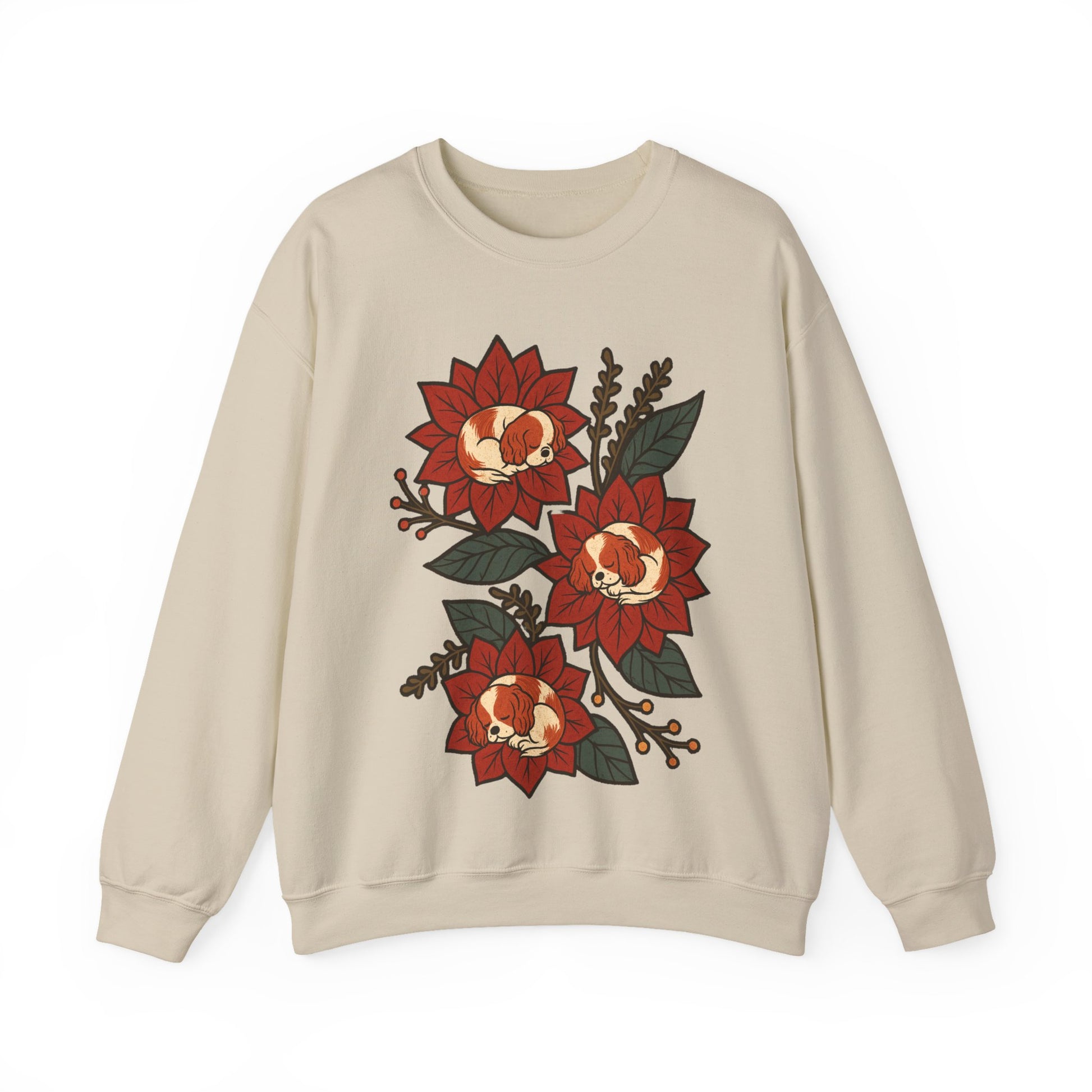 Blenheim Cavalier Christmas Flower Sweatshirt