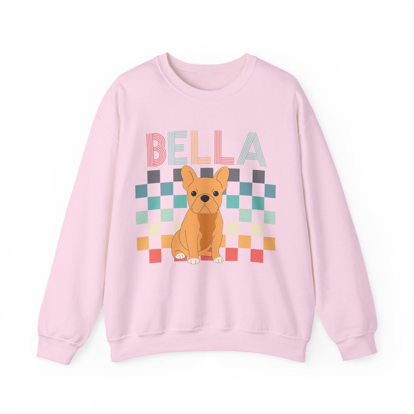 Fawn French Bulldog Retro Checkered Sweatshirt