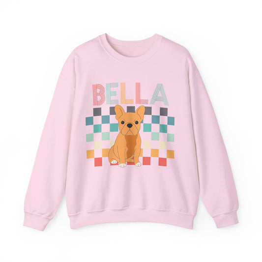 Fawn French Bulldog Retro Checkered Sweatshirt