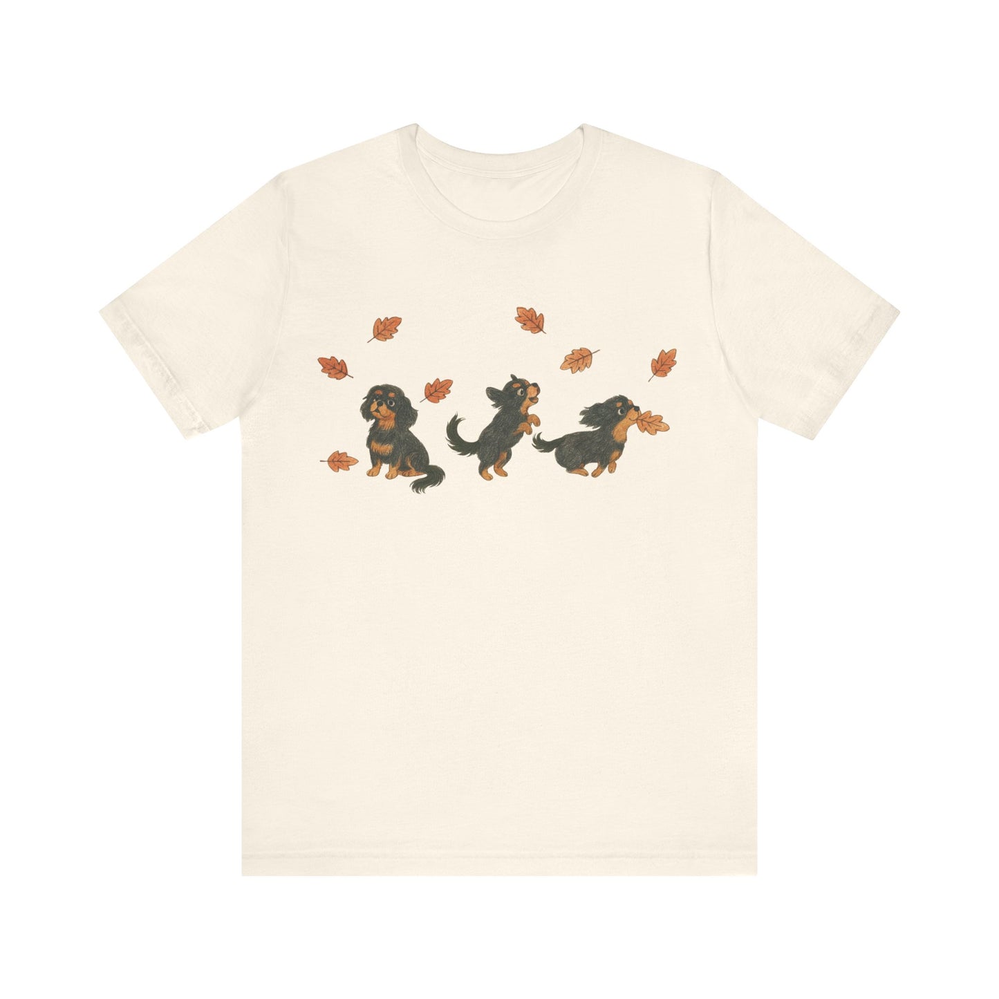 Black Tan Cavalier Chasing Leaves TShirt