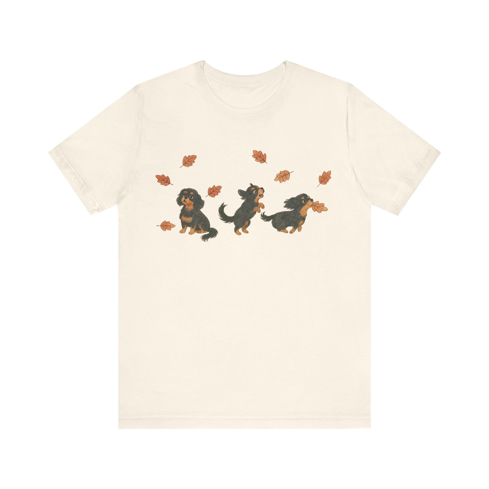 Black Tan Cavalier Chasing Leaves TShirt