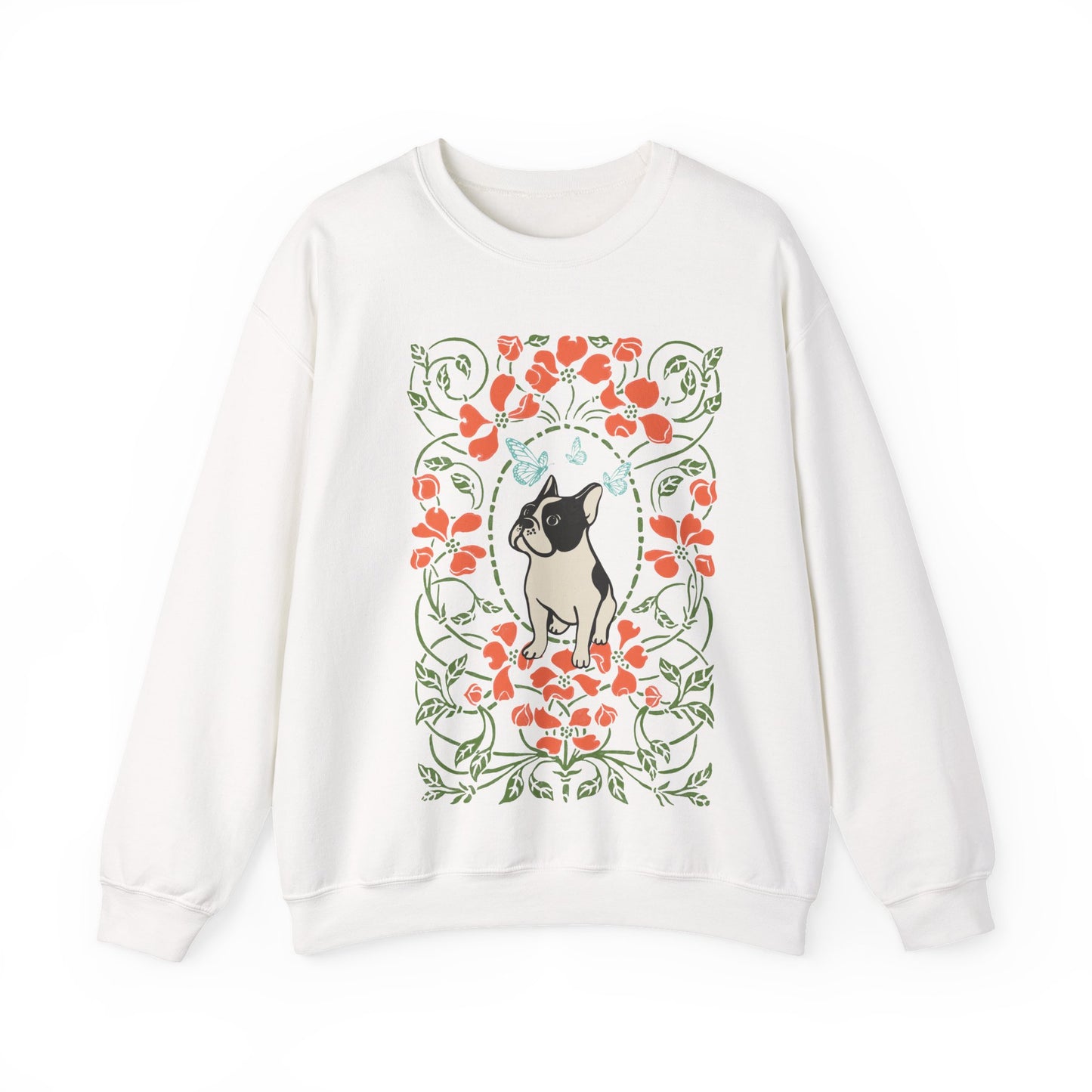 Piebald French Bulldog Butterfly Frame Sweatshirt