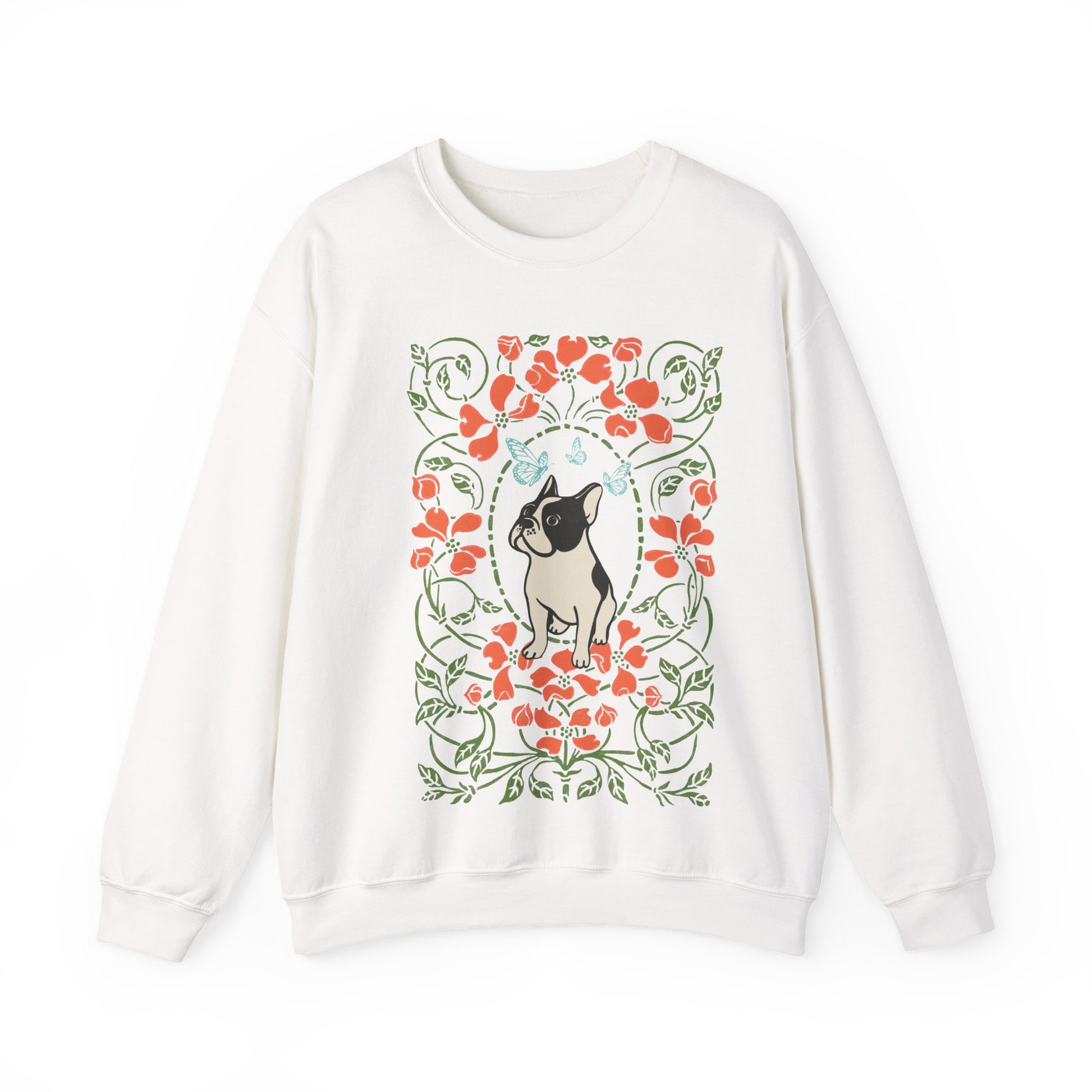 Piebald French Bulldog Butterfly Frame Sweatshirt