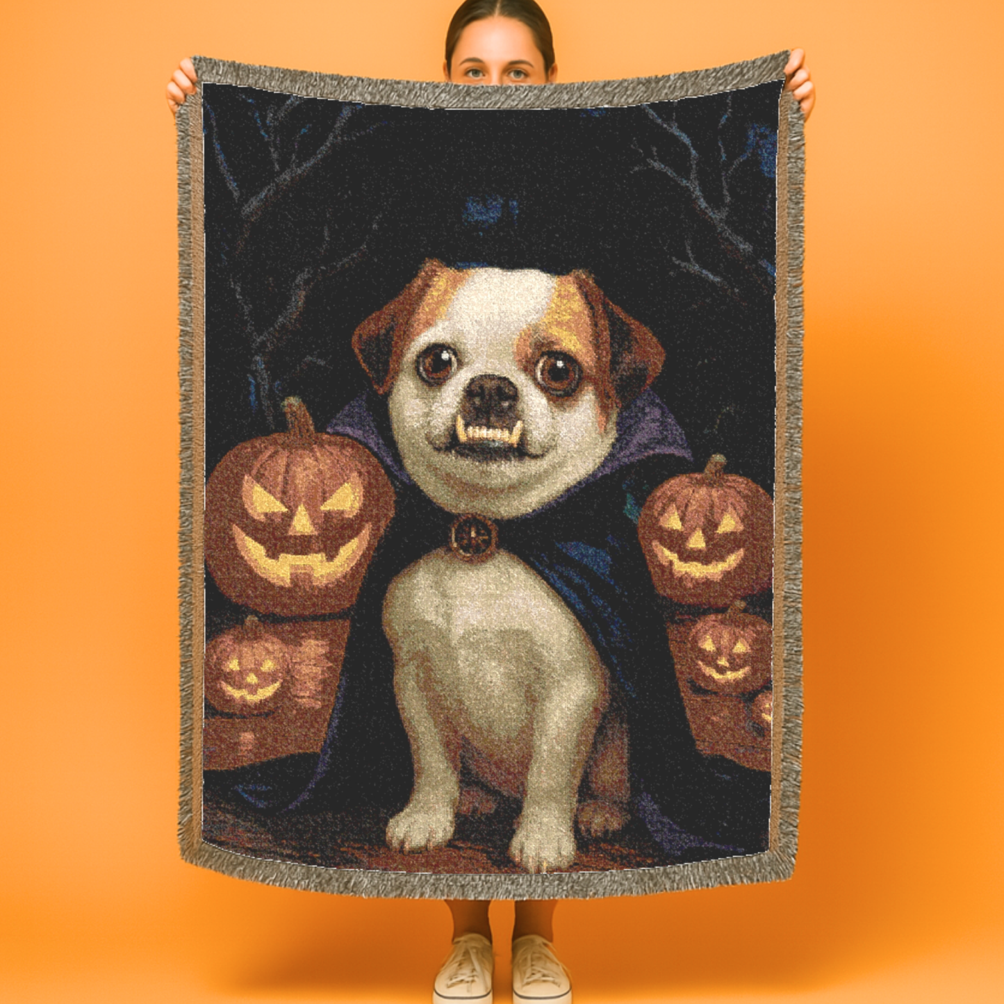 CUSTOM Mutt Dog Halloween Woven Blanket