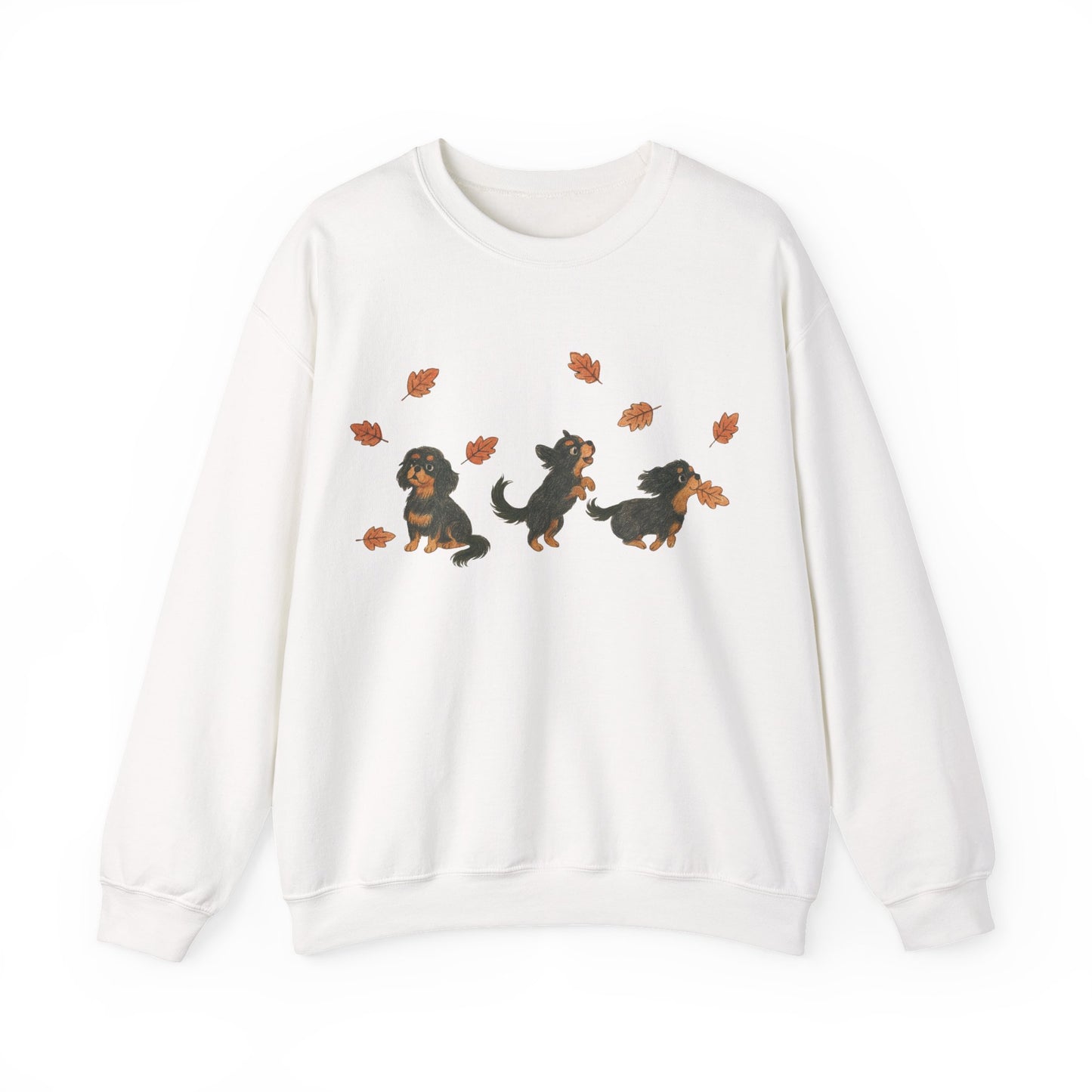 Black Tan Cavalier Chasing Leaves Sweatshirt