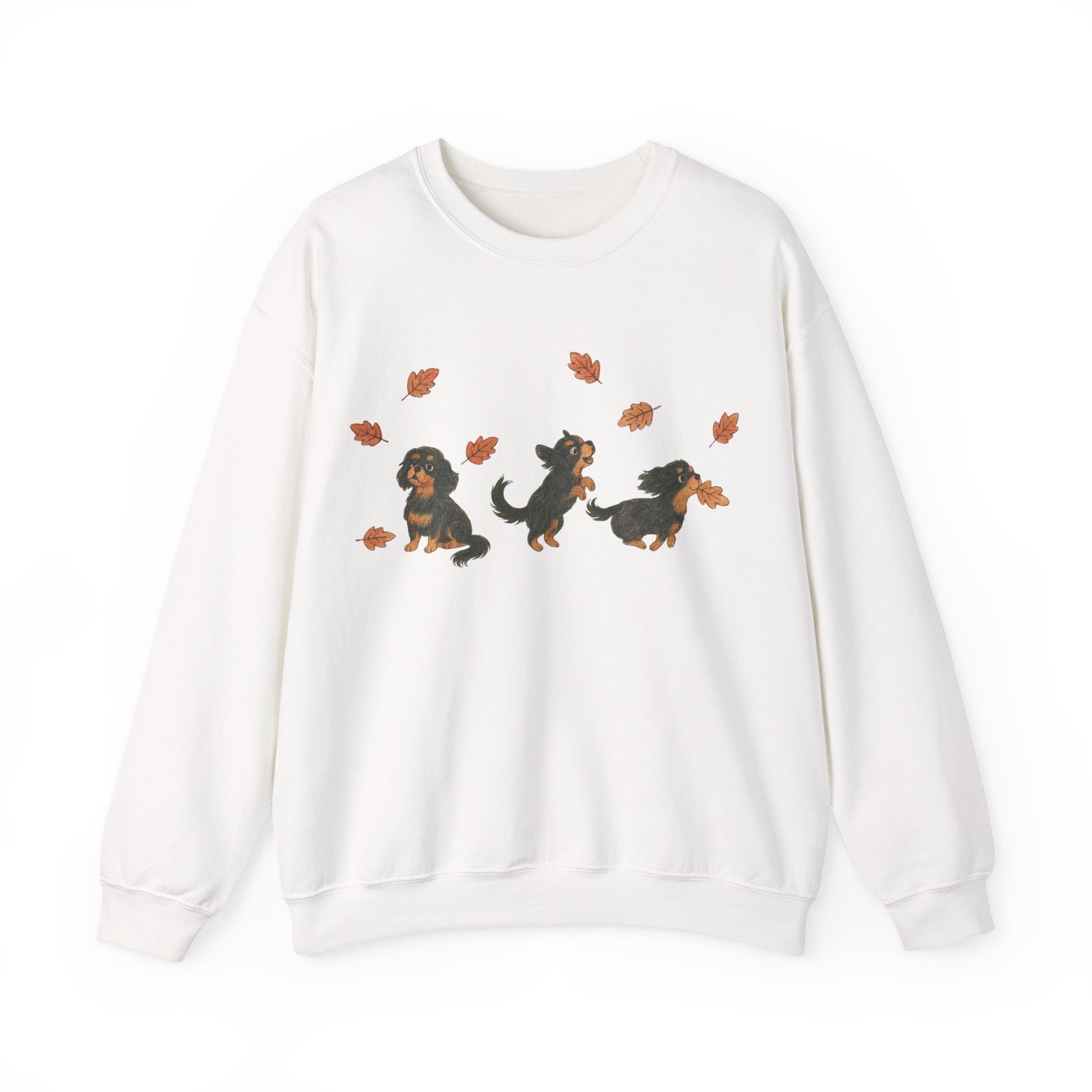 Black Tan Cavalier Chasing Leaves Sweatshirt