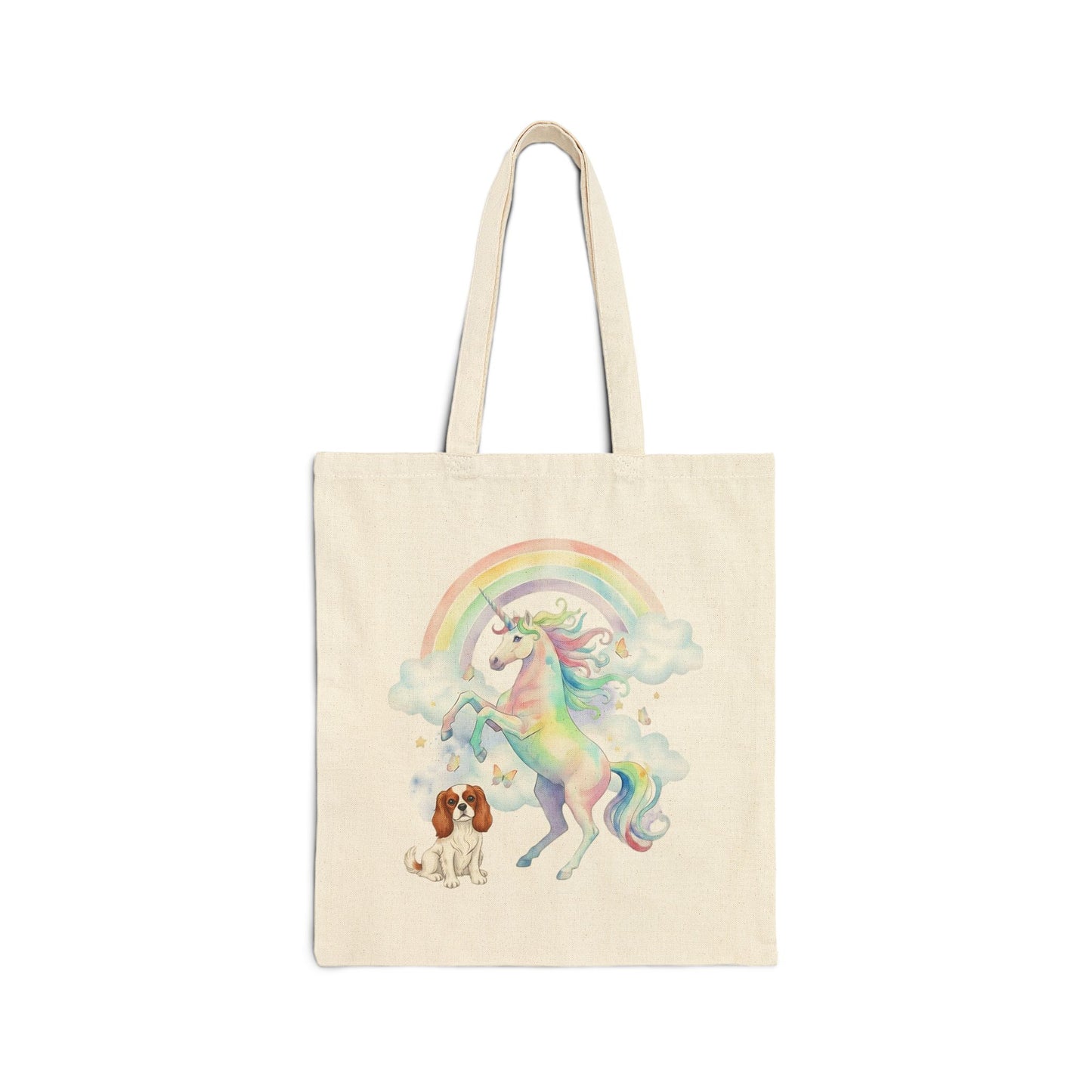 Blenheim Cavalier Watercolor Unicorn Tote Bag