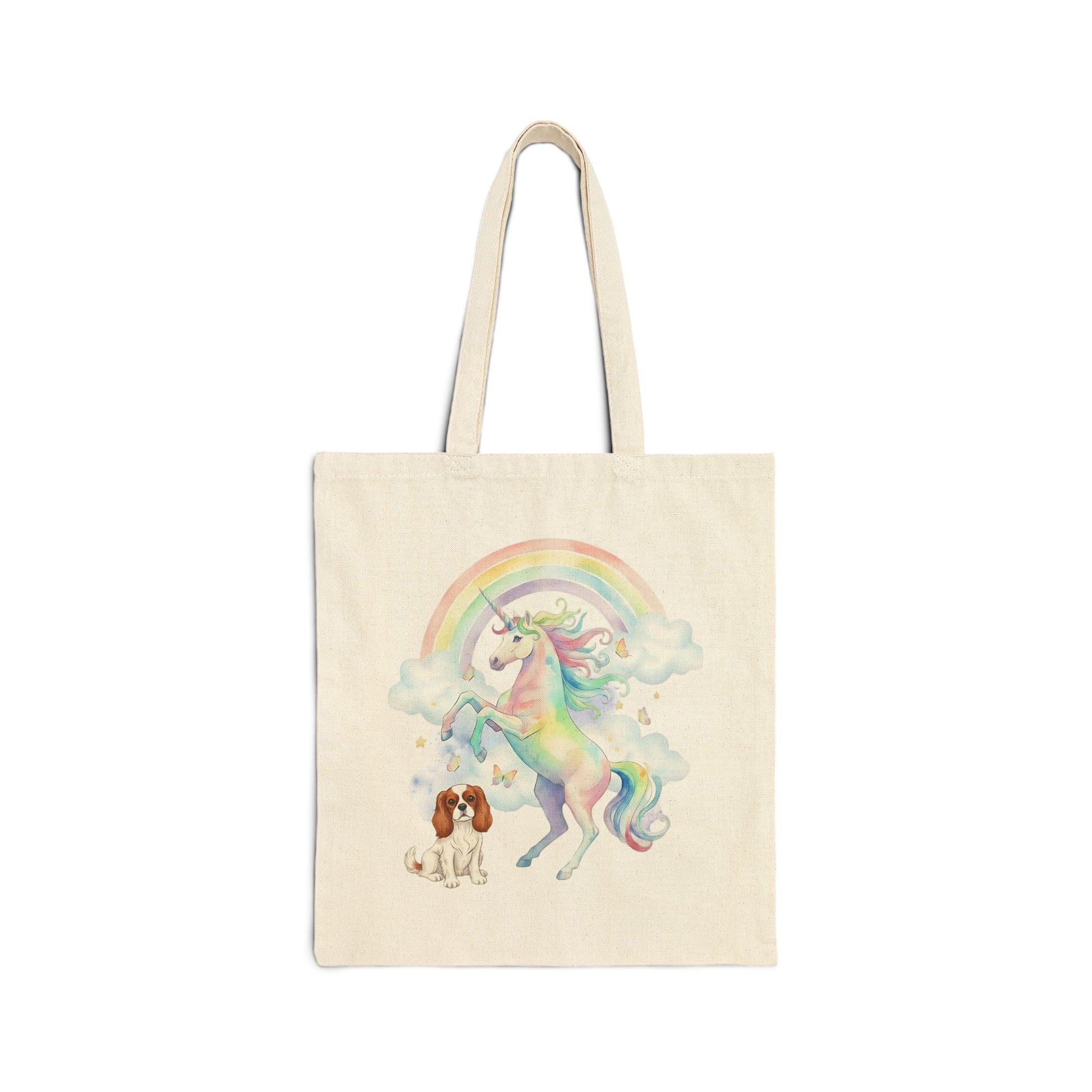 Blenheim Cavalier Watercolor Unicorn Tote Bag