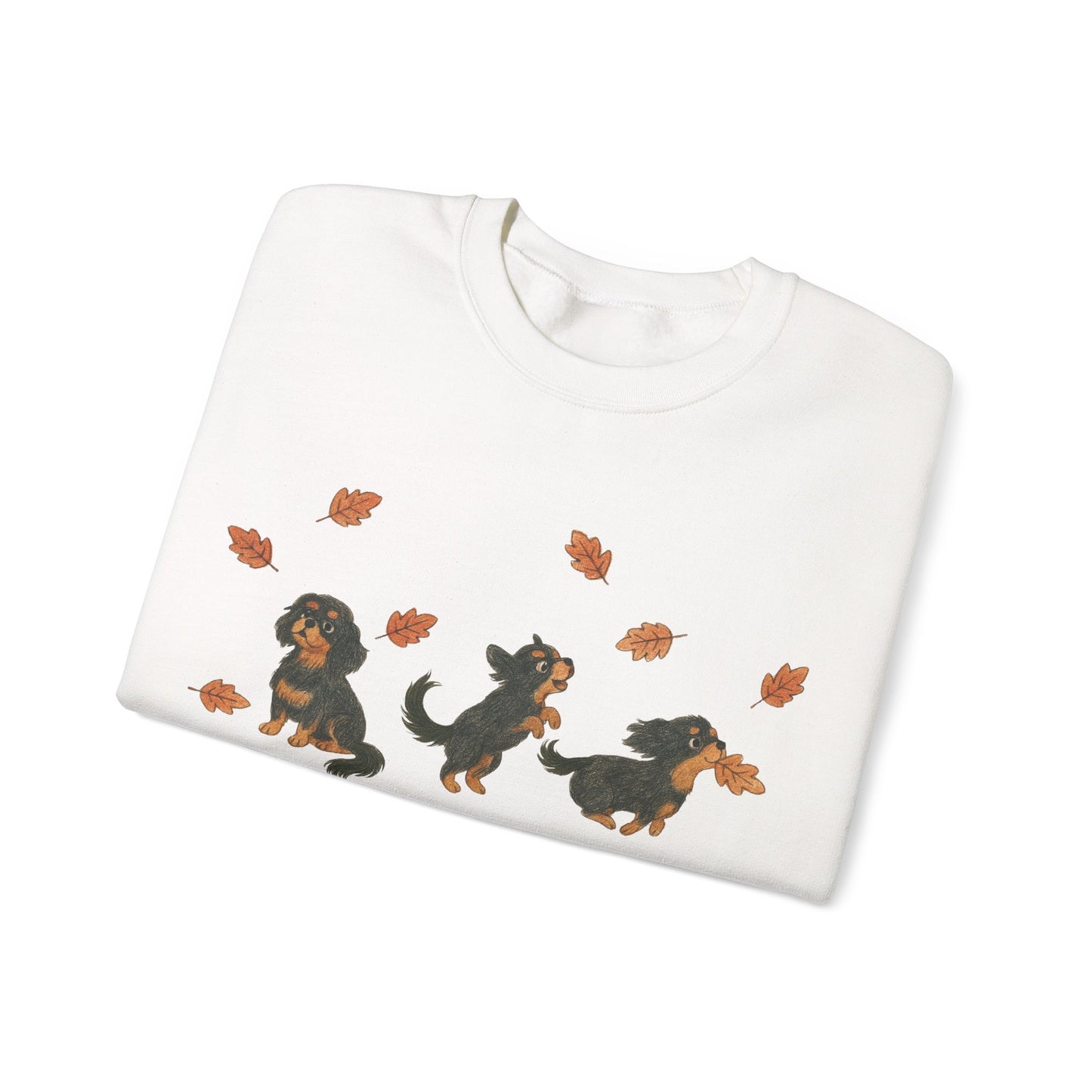 Black Tan Cavalier Chasing Leaves Sweatshirt
