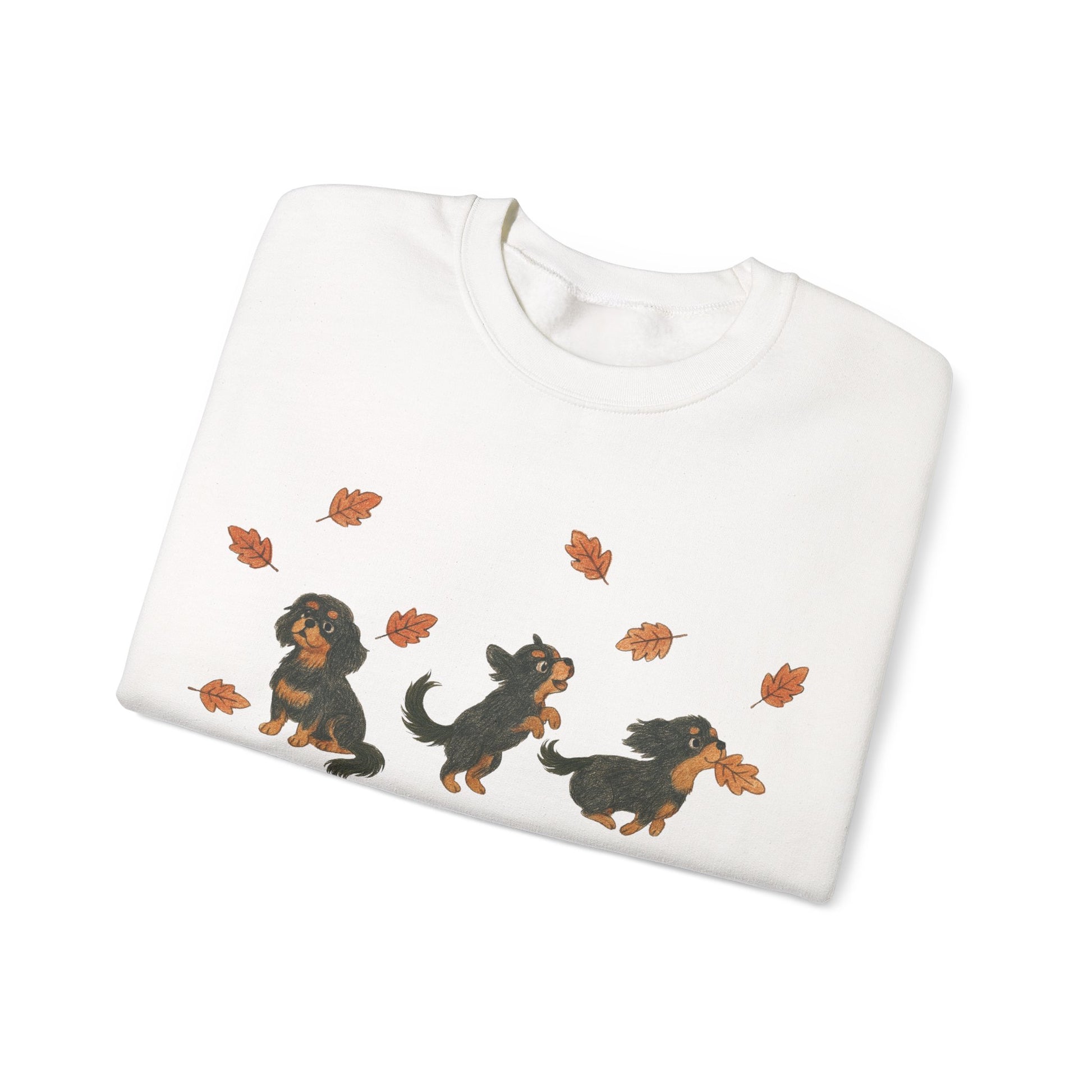 Black Tan Cavalier Chasing Leaves Sweatshirt