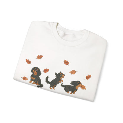 Black Tan Cavalier Chasing Leaves Sweatshirt
