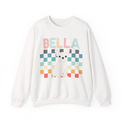 White Frenchie Checkered Sweatshirt