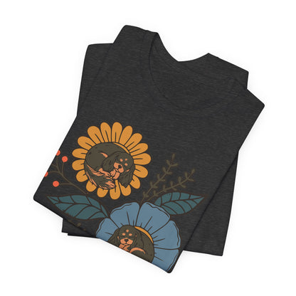 Black Tan Cavalier Sleeping Flowers TShirt