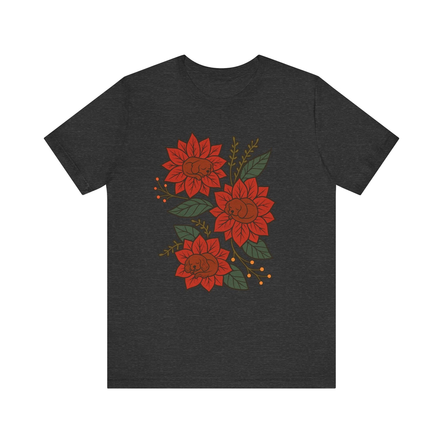 Ruby Cavalier Holiday Flowers Sleeping TShirt