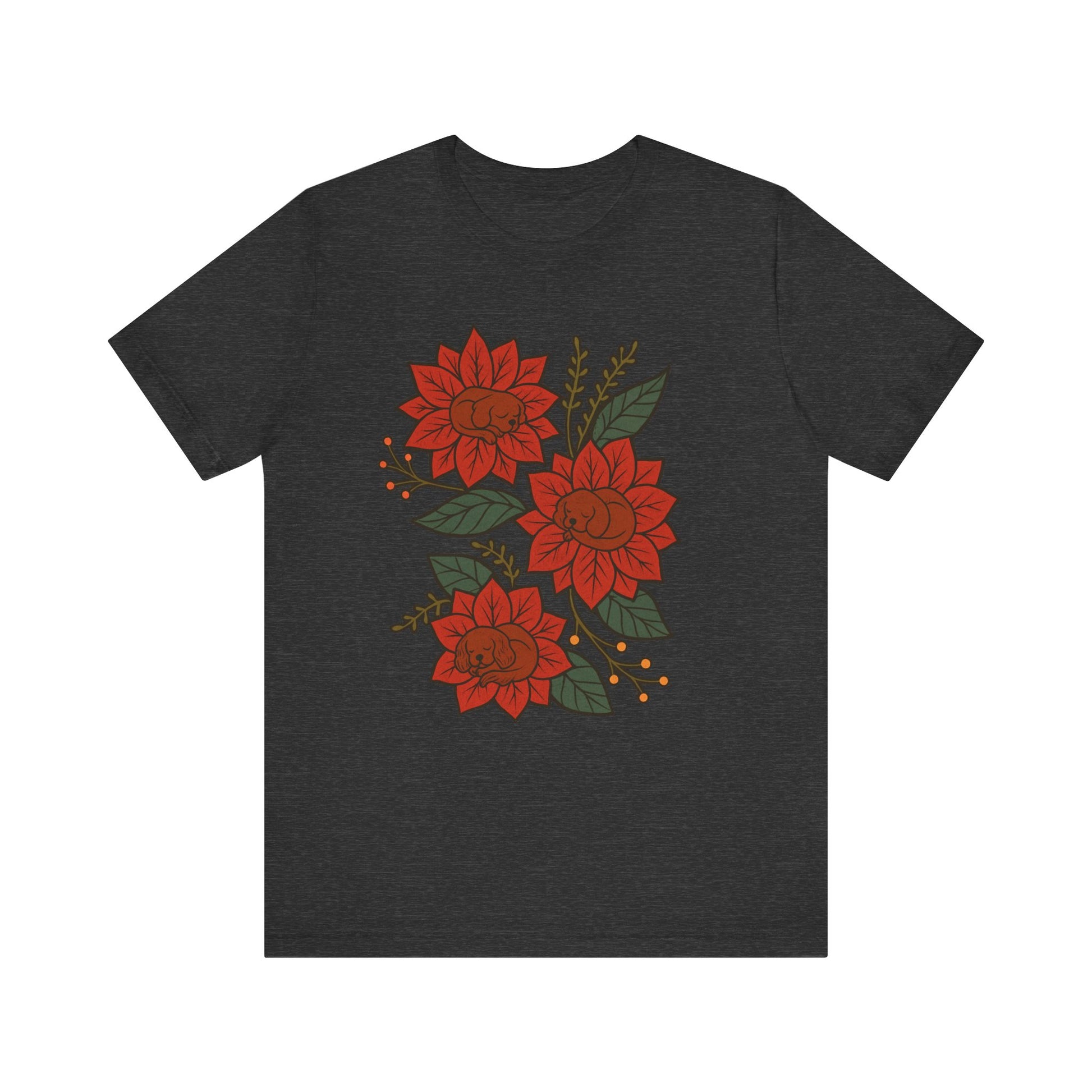 Ruby Cavalier Holiday Flowers Sleeping TShirt