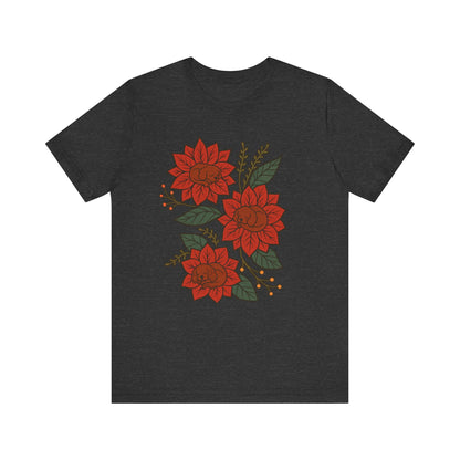Ruby Cavalier Holiday Flowers Sleeping TShirt