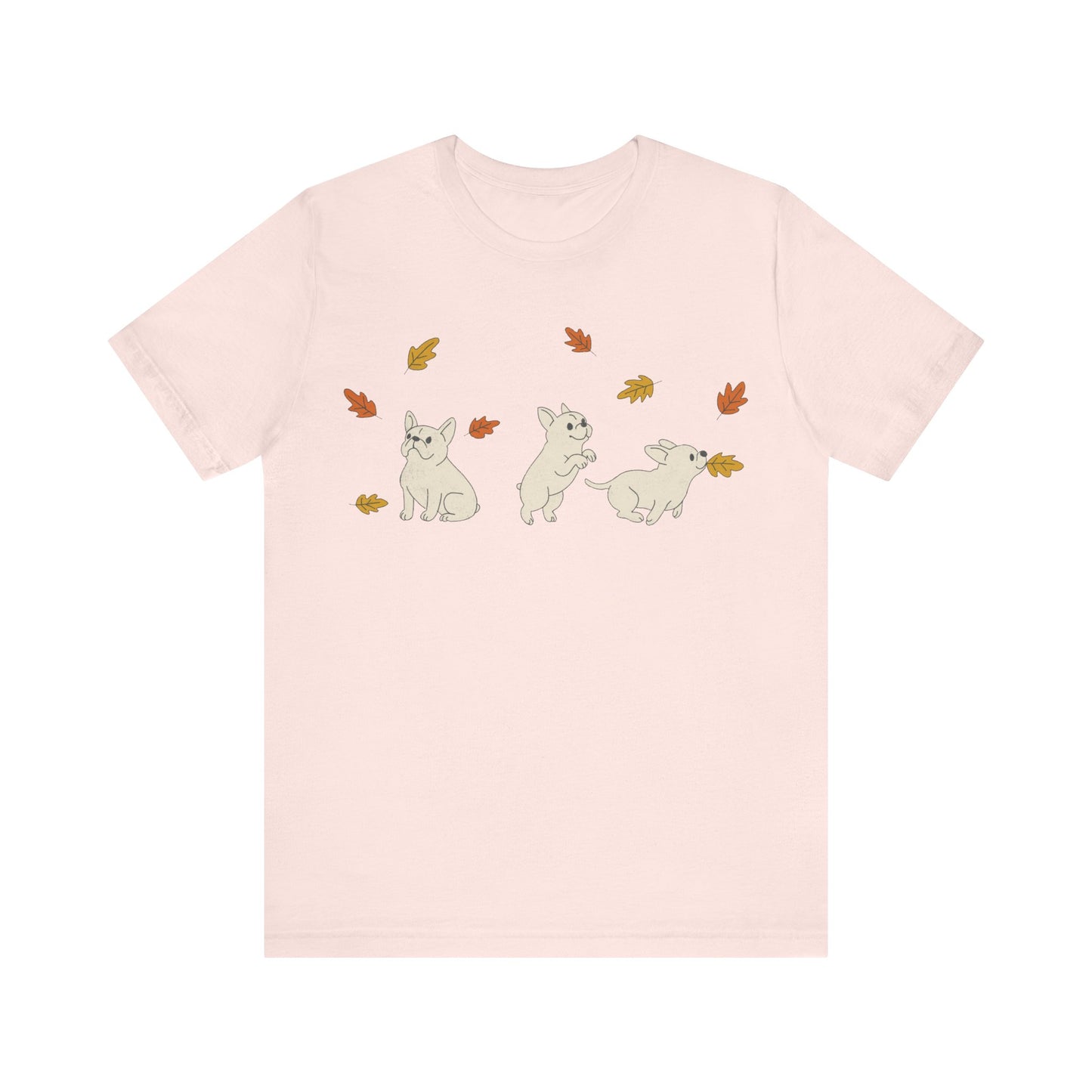 White Frenchie Chasing Leaves TShirt