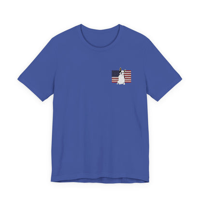 Embroidered Flag Piebald Frenchie TShirt