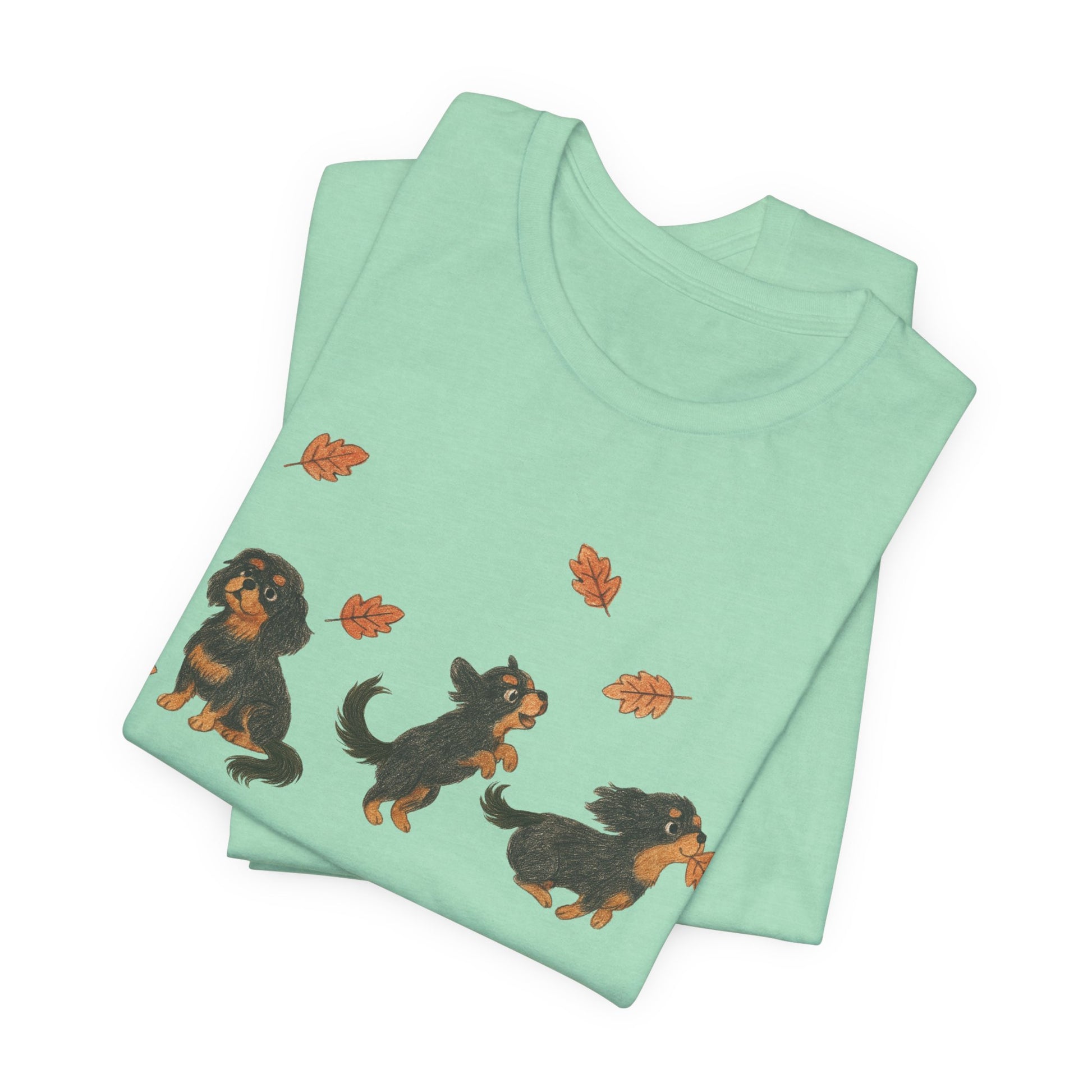 Black Tan Cavalier Chasing Leaves TShirt