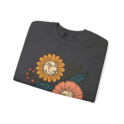 Piebald Frenchie Sleeping Flowers Sweatshirt